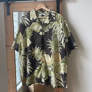 Tommy Bahama Pineapple Print Hawaiian Silk Shirt Size L